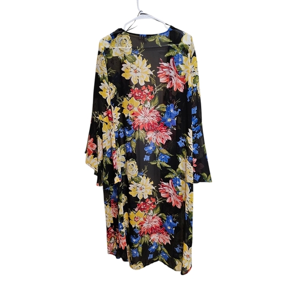 Umgee Plus Size Bell Sleeve Floral Open Front Kimono - Picture 2 of 6
